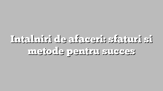 Intalniri de afaceri: sfaturi si metode pentru succes
