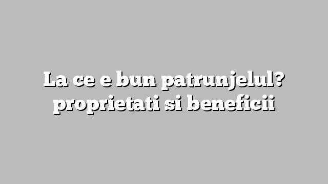 La ce e bun patrunjelul? proprietati si beneficii